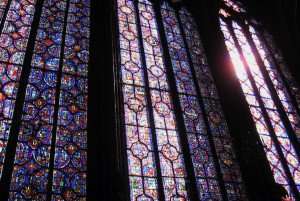 The stained glass of the Sainte-Chapelle in Paris.