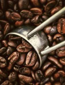 Roasted coffee beans ready for brewing.