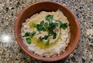 Homemade baba ganoush, a tasty eggplant and tahini spread from the Middle East.