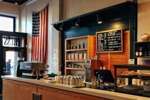 A typical small coffee shop in the U.S.
