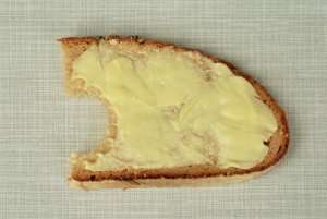 A slice of bread with delicious butter. 