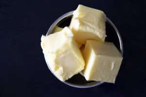 Fresh butter ready for use during a cooking class.