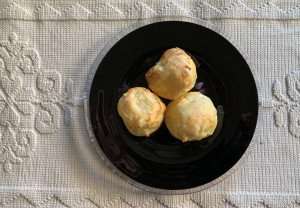 Tasty gougeres, or savory pate a choux pastries, made during a cooking class in France.