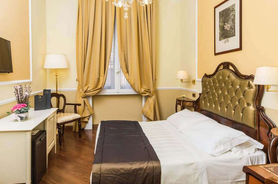 Image for Detail of a classic double room at the Hotel Bristol in Genoa, Italy.