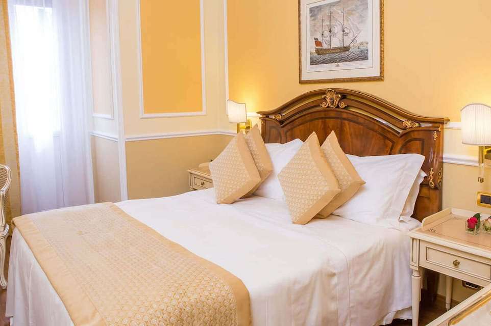 Image for A classic double room at the Hotel Bristol in Genoa, Italy.