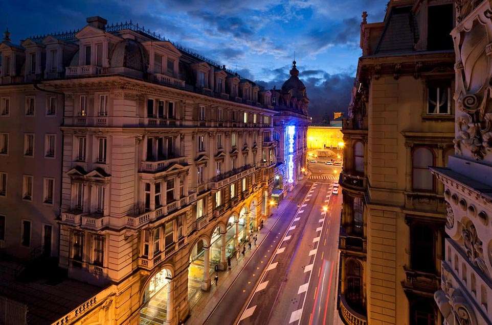 Image for The exterior of the Hotel Bristol in Genoa, Italy.