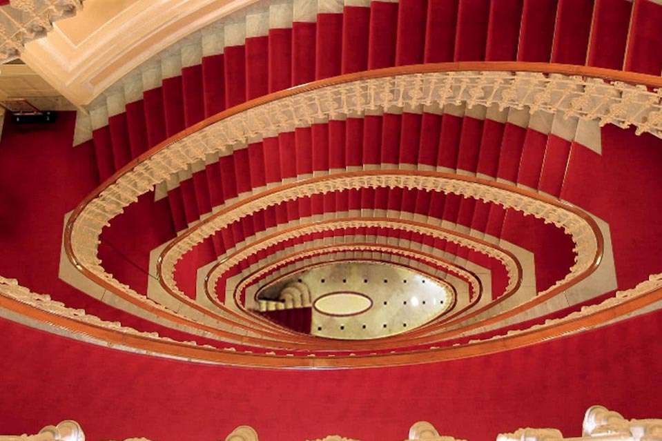 Image for The beautiful staircase at the Hotel Bristol in Genoa, Italy.