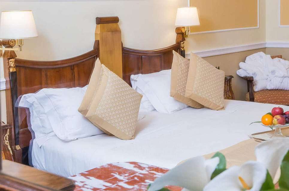 Image for Detail of a superior double room at the Hotel Bristol in Genoa, Italy.