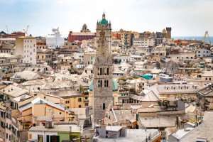 The rooftops of Genoa, as seen on an Italian Riviera culinary vacation.