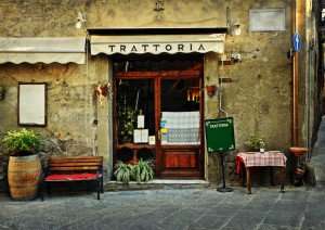 A trattoria in Italy visited during a cooking vacation in Tuscany
