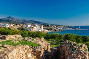 The beautiful island of Aegina, one of the Saronic Islands in Greece.
