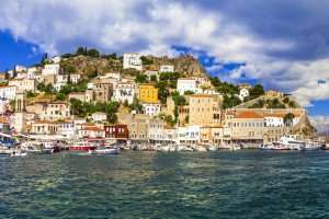 The beautiful island of Hydra in Greece, visited during a Greek cooking vacation with The International Kitchen.