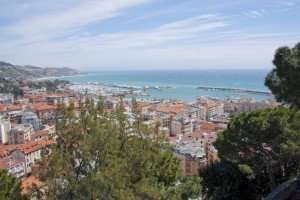 View of Sanremo and the sea of Liguria on an Italian Riviera culinary vacation.
