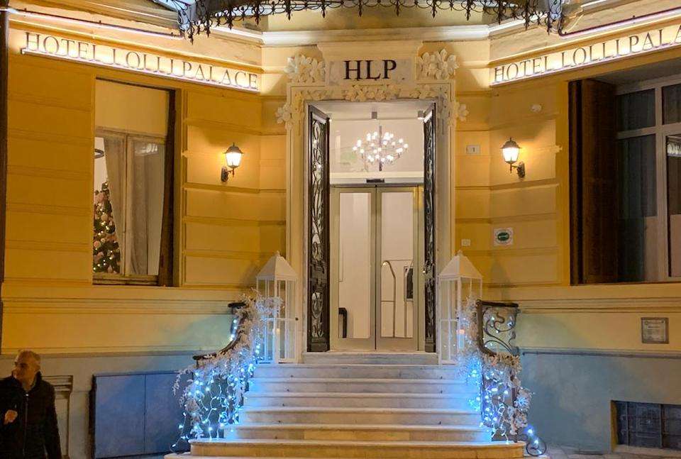 Image for The entrance of the Hotel Lolli Palace in Sanremo, Italy.