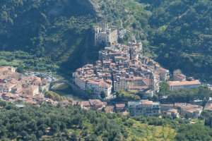 A view of stunning Dolceacqua in Liguria, on a cooking vacation in Italy.