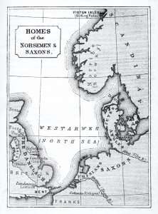 A map depicting the homes of the Saxons and the Vikings.