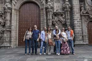 Visiting the historical center of Mexico City.