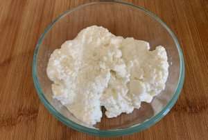 Delicious homemade ricotta cheese.