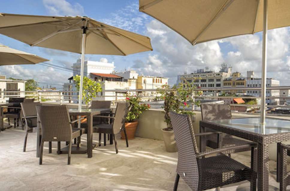 Rooftop of the Hotel Decanter in Old San Juan, Puerto Rico.