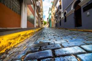 The cobblestone streets of Old San Juan, Puerto Rico.