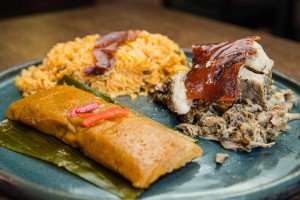Traditional foods at La Alcapurria Quema in Plazita Santurce.