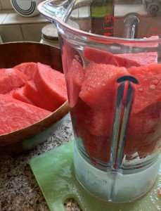 Watermelon ready to be made into a sorbet or a slushee.