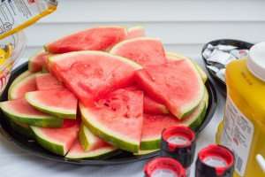 Watermelon slices during a summer cookout.