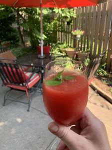 A spiked watermelon slushee on a hot summer day.
