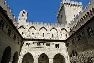 Couryard of the Gothic Palais des Papes in Avignon.