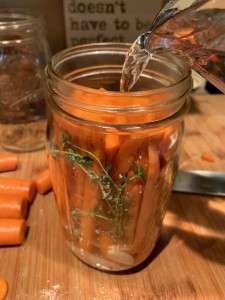 Prepping the carrots for fermenting.