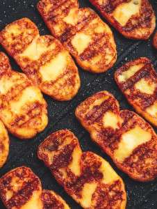 Grilled haloumi, a tasty Greek cheese.