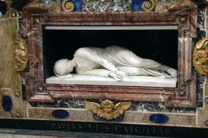 Statue of the martyrdom of Santa Cecilia by the sculptor Stefano Maderno.