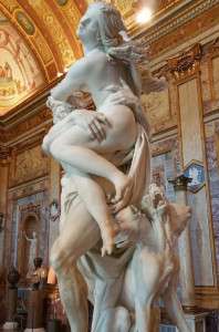 A Bernini sculpture of Prosepina and Pluto in the Galleria Borghese.