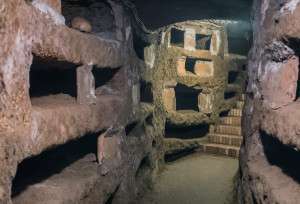Roman catacombs, ancient burial chambers from the early years of Christianit.