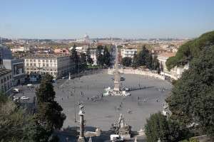 A view of the Piazza del Popolo and its obelisk in Rome.