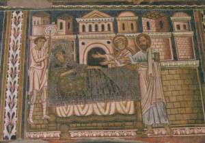 A fresco on the lives of Constantine and San Silvestro in Rome.