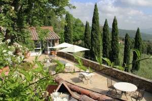 Views from the terrace during your luxury Tuscan villa culinary vacation.