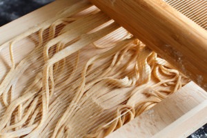 Pasta "alla chitarra," a specialty of the Abruzzo region.