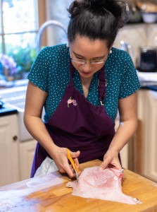 Learning to make skate during a French cooking class.