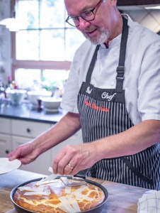 Making a delicious souffle during a French cooking vacation.