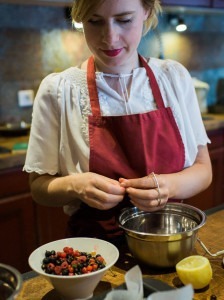 Making dessert during your cooking vacation in the French Alps.