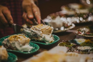 Dishing up dessert during your France cooking vacation.