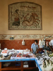 Vendors at the famed fish market in Saint-Tropez on the French Riviera.