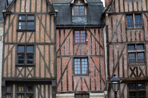 Close up of Half-timbered house in Tours France