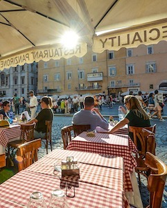 Visiting a cafe in Rome on our Rome food and wine tours.