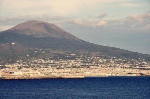 Mount Vesuvius, looming over Ercolano.