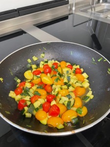 Fresh produce ready for plating.