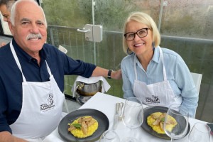 Enjoying lunch after your cooking class.