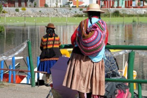 Traditionally dressed locals on Lake Titicaca.