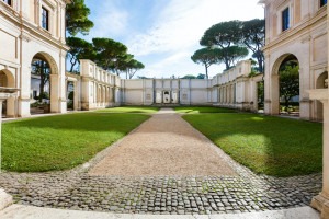 The courtyard of Villa Giulia in Rome city